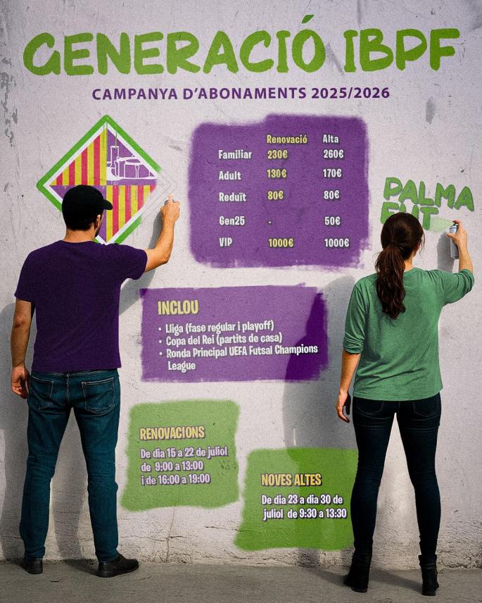 'Generación IBPF', así es la campaña de abonados del Palma Futsal para la temporada 2025-26