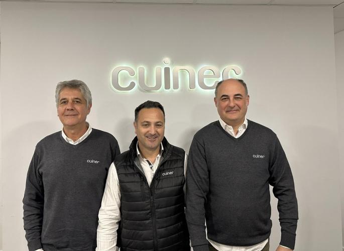 Los tres socios de Cuiner. De izquierda a derecha: Pedro Simonet, Julián Fajardo, Lluis Pons.