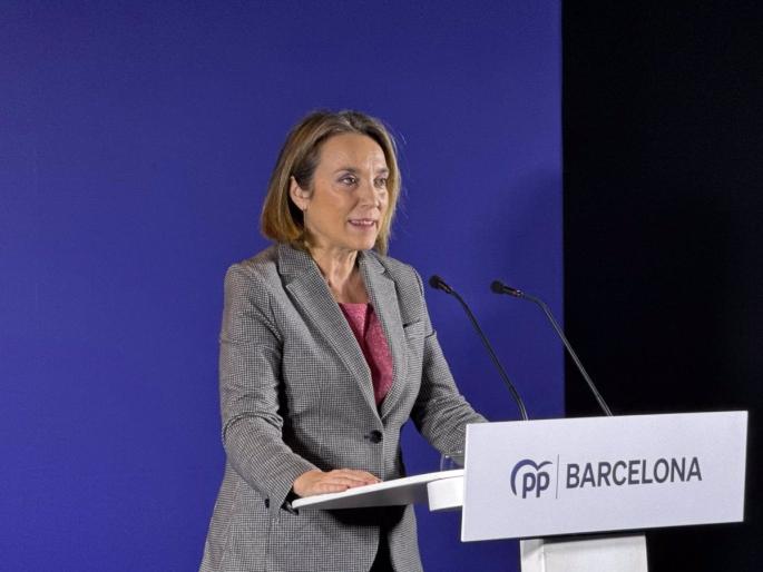 La secretaria general del PP, Cuca Gamarra, en un acto este sábado en Esplugues de Llobregat (Barcelona)