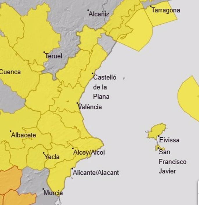 La Comunitat Valenciana está en aviso amarillo por fuertes vientos, acompañados de un descenso de temperaturas