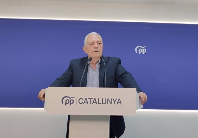 El secretario general del PP de Catalunya (PPC), Santi Rodríguez, en rueda de prensa.