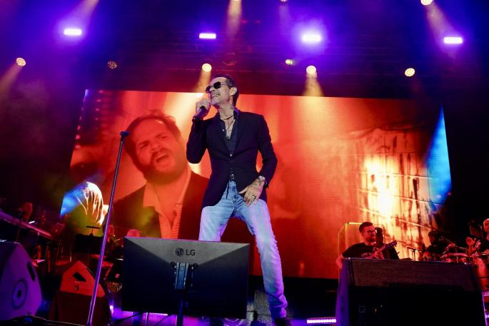 Marc Anthony, en un momento de su concierto en Magaluf.