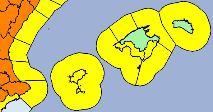 Imagen del mapa de avisos de la AEMET