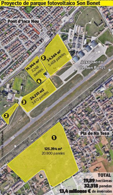 El parque solar que AENA proyecta en Son Bonet estará operativo en 2026
