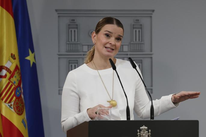 La presidenta de Baleares, Marga Prohens, durante la rueda de prensa que ha ofrecido tras su reunión con el presidente del Gobierno, Pedro Sánchez