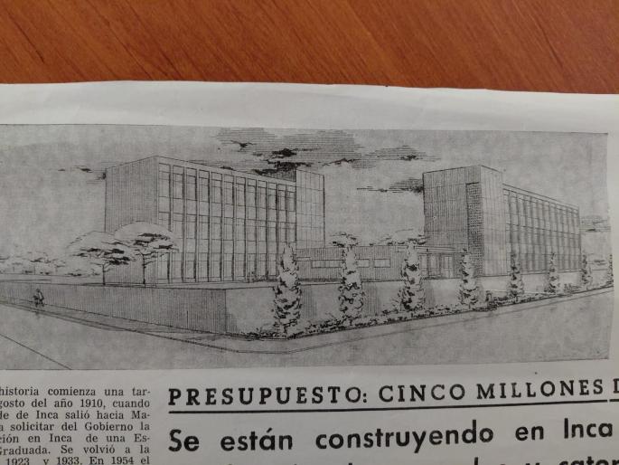 Boceto del proyecto Grupo Escolar de Inca, actual Colegio Llevant.