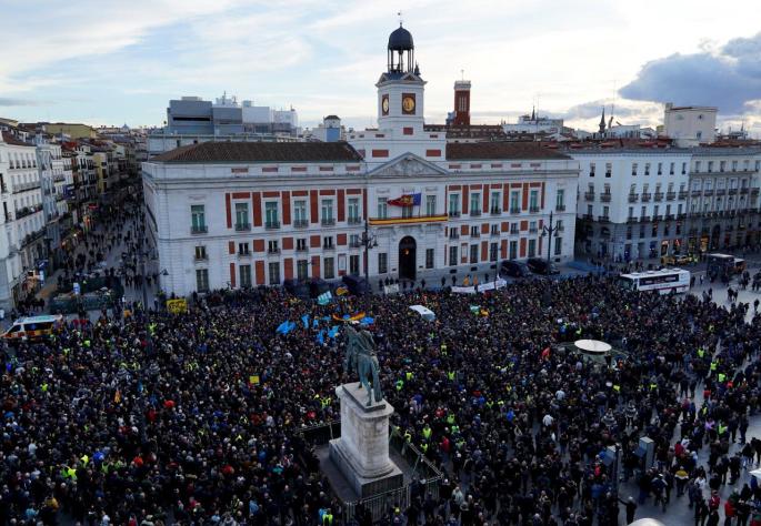 Los taxistas en la Puerta del Sol