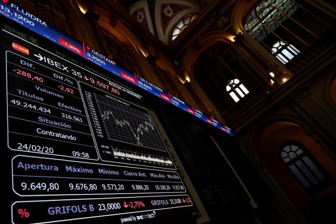 La Bolsa española se desploma casi un 3 % por el coronavirus