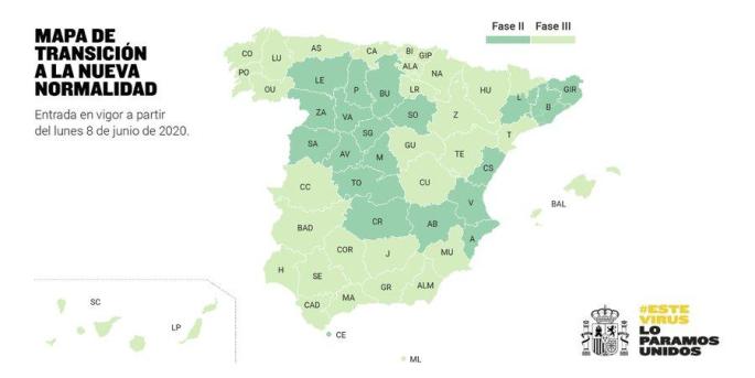 Mapa de la desescalada en España