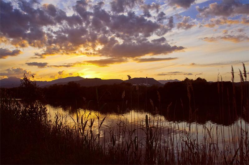 Puesta de sol en la albufera de Mallorca