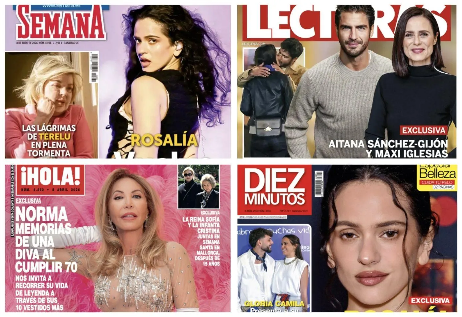 Las portadas de las revistas del corazón de hoy: Maxi Iglesias con Aitana Sánchez Gijón, Rosalía y Norma Duval
