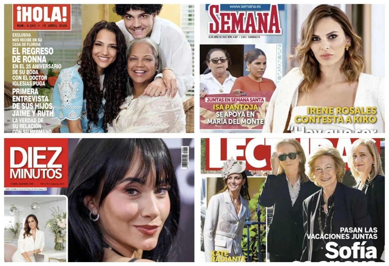 Las portadas de las revistas del corazón de hoy: Ronna Keitt, Irene Rosales, Aitana y la reina Sofía con las infantas