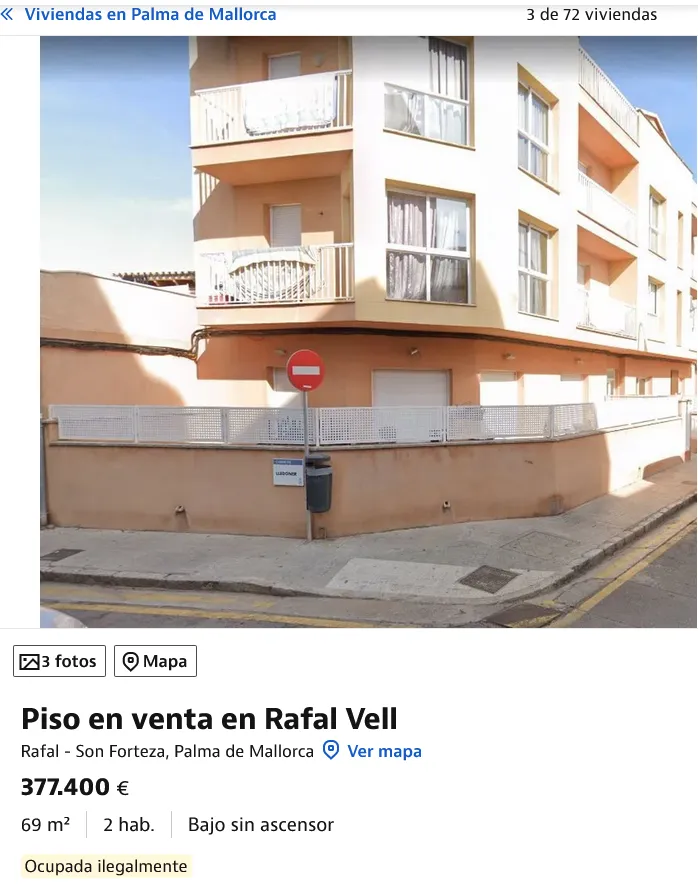 A la venta pisos con okupas en Palma con precios que alcanzan los 377.000 euros