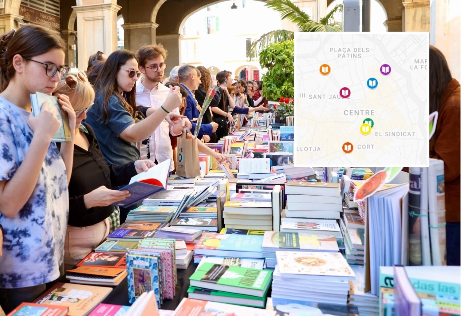 Mapa de Sant Jordi 2026 en Palma: ubicaciones de las librerías y floristerías