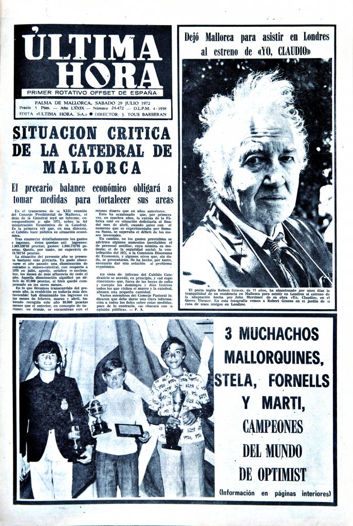 Portada de La Última Hora en 1972