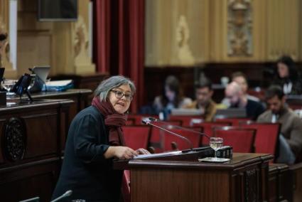 La diputada de Podemos, Cristina Gómez, en un pleno en el Parlament.