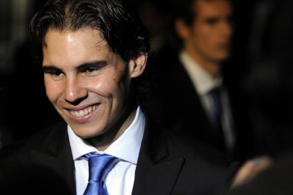 Tennis player Rafael Nadal of Spain talks to the media as he leaves 10 Downing Street after meeting the Prime Minister, London