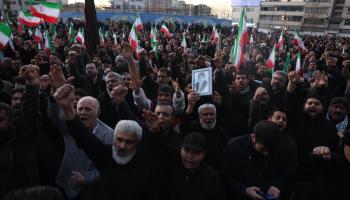 Mourners gather at Enqelab square in Tehran following death of Iranian Supreme Leader Ayatollah Ali Khamenei