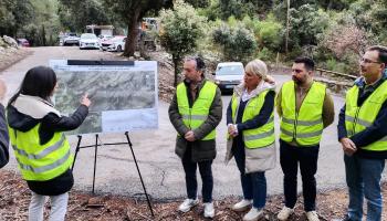 Inicio de las obras de la carretera Bunyola-Orient-Alaró el pasado mes de enero.