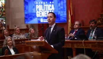 Llorenç Galmés, durante el Debat de Política General del pasado martes, donde anunció el paquete de ayudas por la guerra.