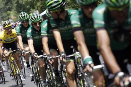 Europcar rider Thomas Voeckler of France rides during the tenth stage of the Tour de France 2011cycling race