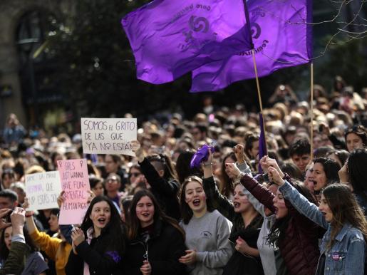 Participantes en la concentración convocada por movimientos feministas en 2018.