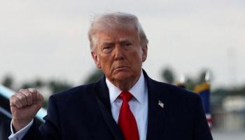 U.S. President Donald Trump arrives at Miami International Airport