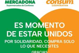 Temporal.- Mercadona y Consum se unen para pedir "calma y responsabilidad" a la ciudadanía al hacer la compra
