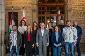 Imagen del encuentro entre Collboni y representantes de la Global Sumud Flotilla 2026.