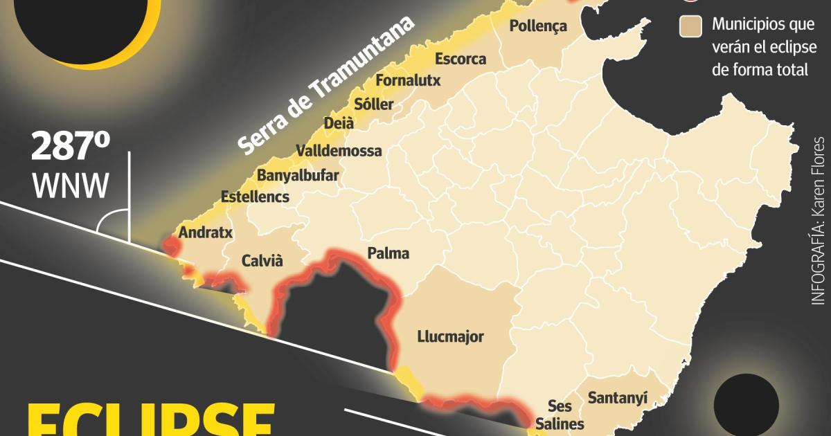 El mapa del eclipse total de sol: los pueblos de Mallorca donde mejor se verá