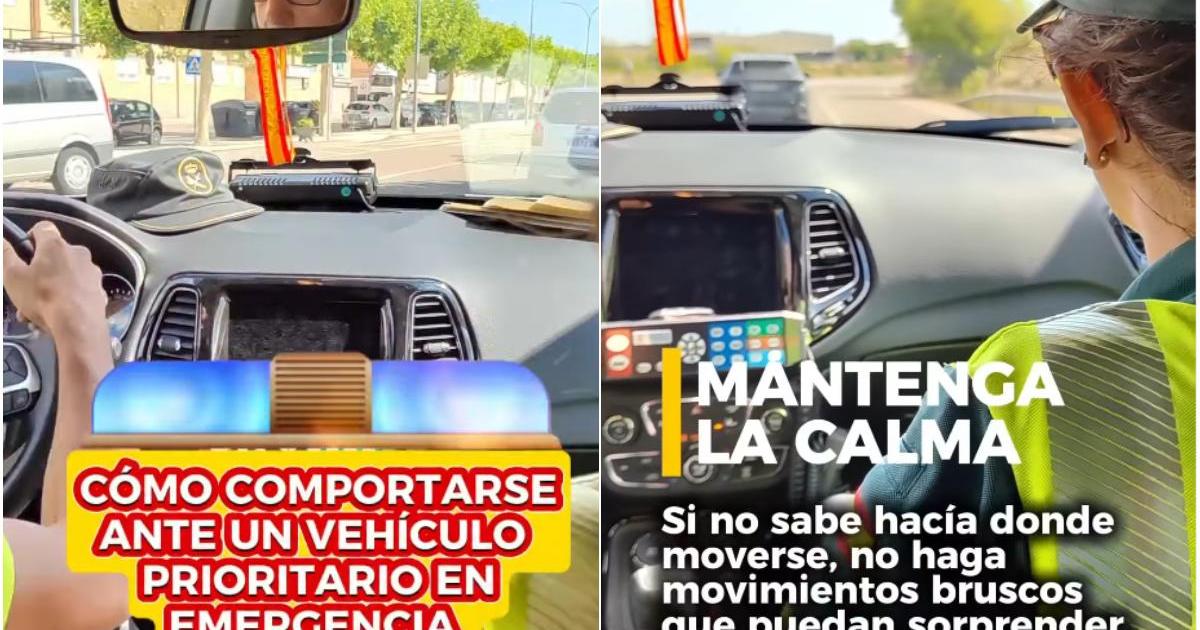El aviso de la Guardia Civil sobre cómo comportarse ante un vehículo de emergencia: «Si no sabe hacia dónde moverse, no haga movimientos bruscos»
