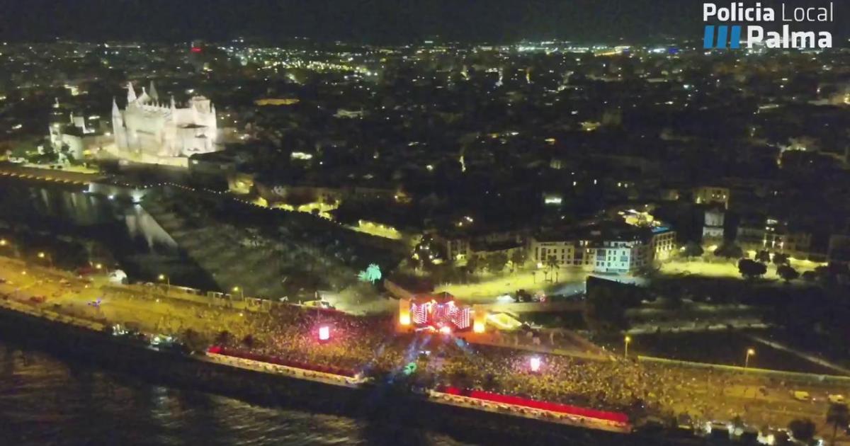 Música, color y mucha fiesta: así se pudo ver el concierto de la Patrona desde el aire