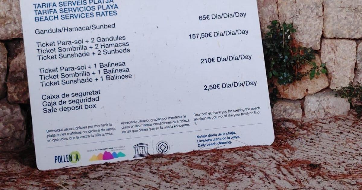 El precio de las hamacas en la «playa privada» de Formentor duplica los límites máximos establecidos