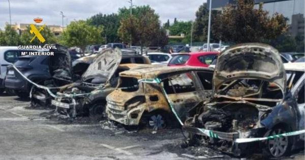Arrestan a los autores del incendio que calcinó diez vehículos en Capdepera