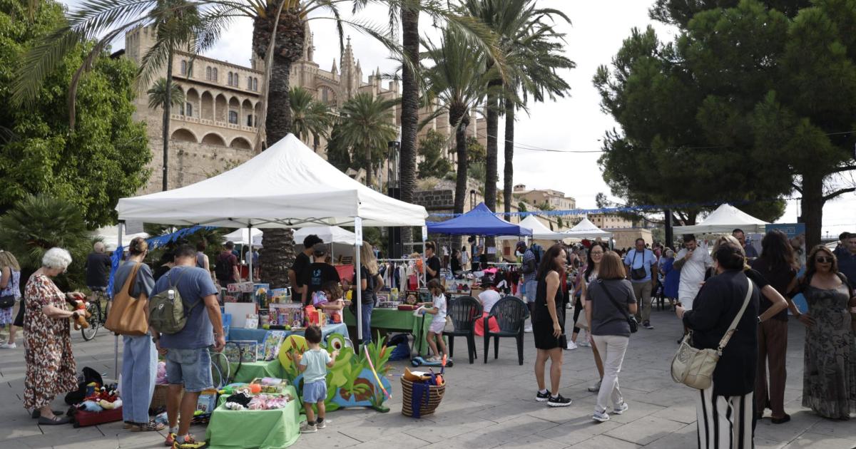 Participativo mercadillo solidario de la Fundación RANA en el Parc de la Mar