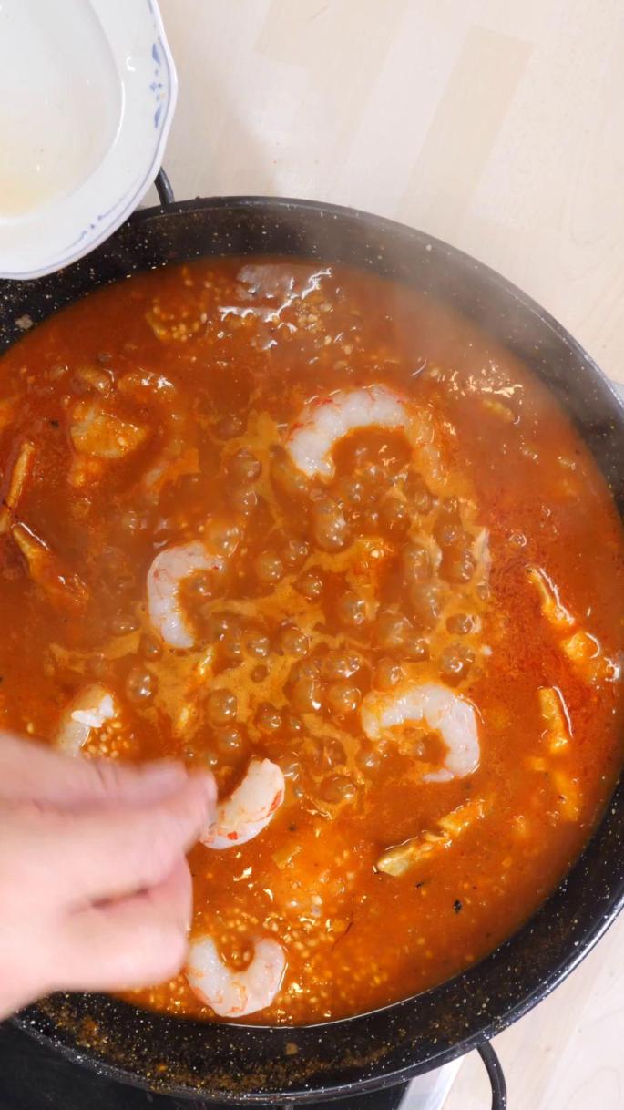 arroz con gambas y bacalao